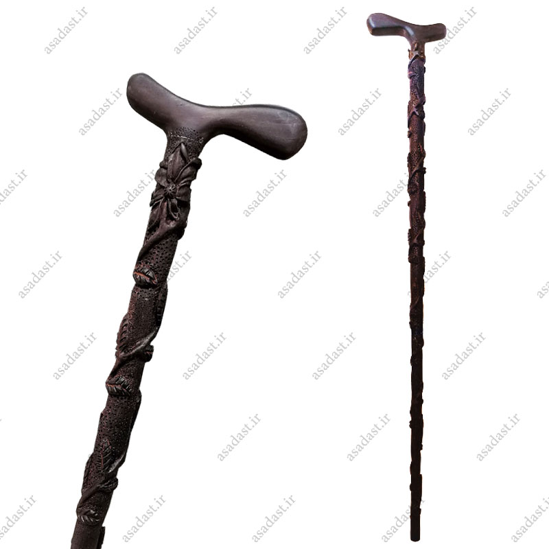 عصا دست ساز چوب آبنوس آفریقایی مدل افسون-گالری عصادست